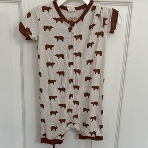 Larkspur Brown Bear Bamboo Shorty Romper